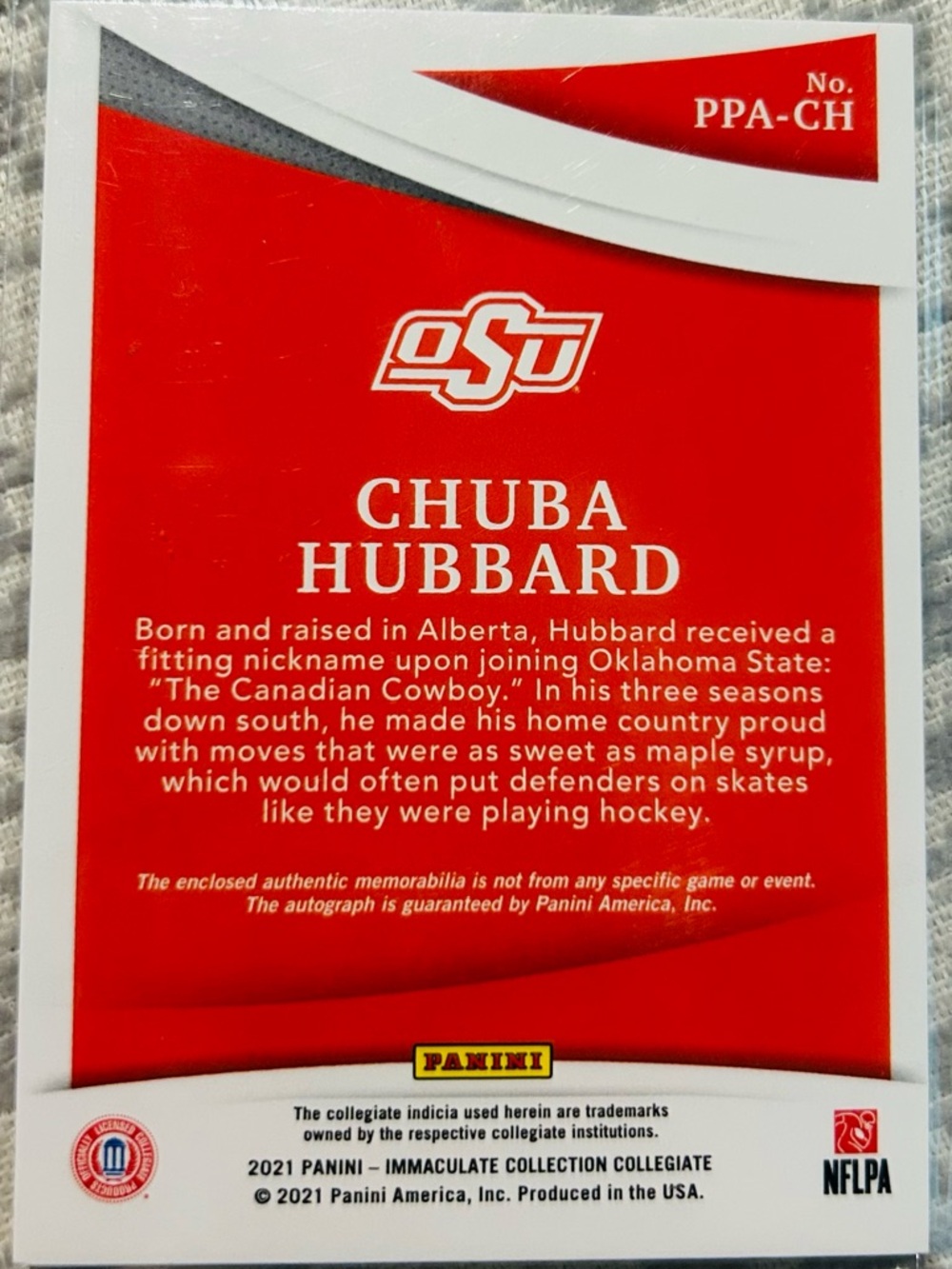 Chuba Hubbard 2021 Panini Immaculate Collegiate RPA #PPA-CH /10 - Picture 2 of 2